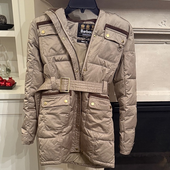 Barbour Taupe Quilted Jacket with Belt - Picture 1 of 8